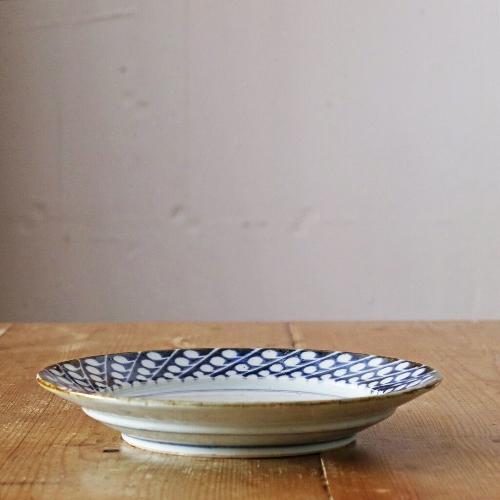 砥部焼 中田窯 リム付皿 （8寸） すずらん柄 3枚