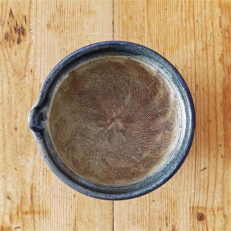 八木橋 昇　帯フチすり鉢6寸　黒呉須