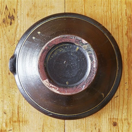 八木橋 昇　帯フチすり鉢8寸　黒釉