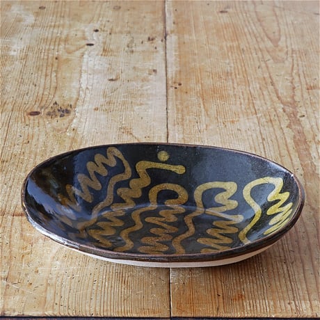 齊藤十郎　スリップウェア 楕円カレー皿 6