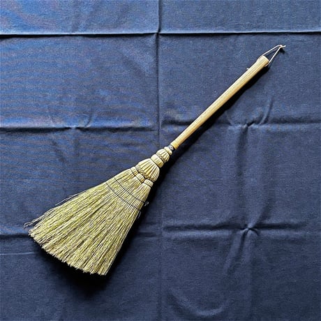 米澤箒工房　松本箒　手箒3玉（柄：タモ × 糸：青）