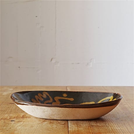 齊藤十郎　スリップウェア 楕円カレー皿 6