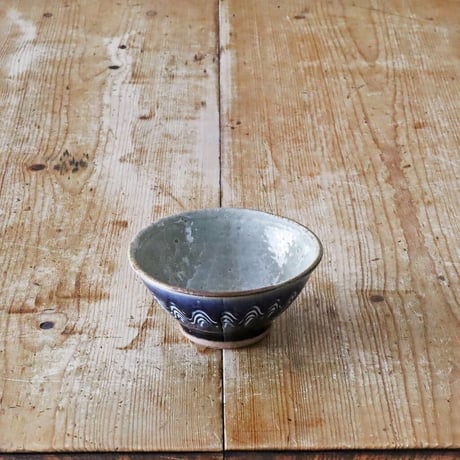 かじや窯 米原暁雄　飯碗　瑠璃波線
