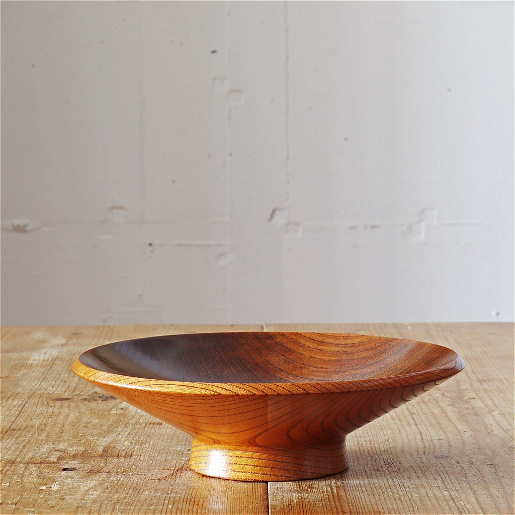 古い木製漆台 野澤 裕樹 ケヤキ 拭漆 高台付き盛り皿 | MARKUS