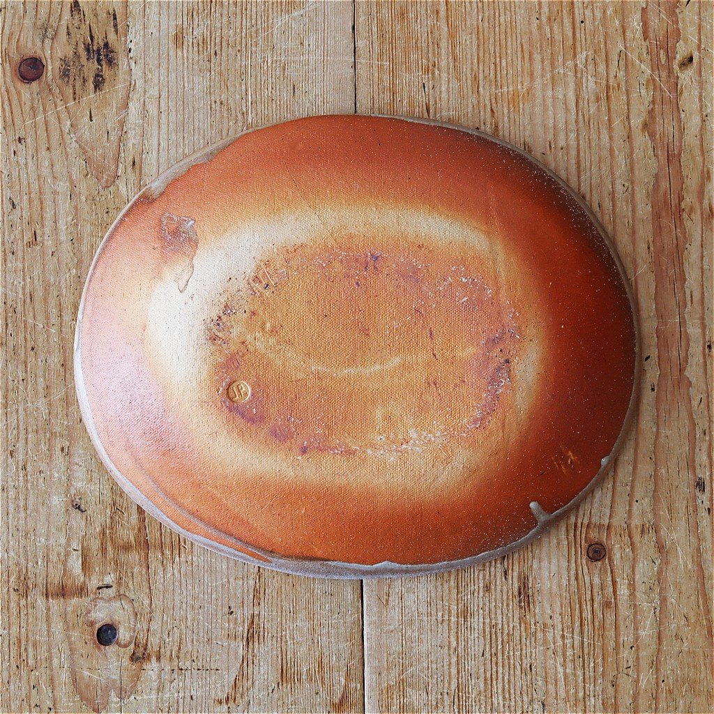 TORU 齊藤十郎　スリップウェア　象嵌　豆皿 齊藤十郎／スリップウェア 楕円小皿 15cm×13cm 水玉 | 器のチカラ