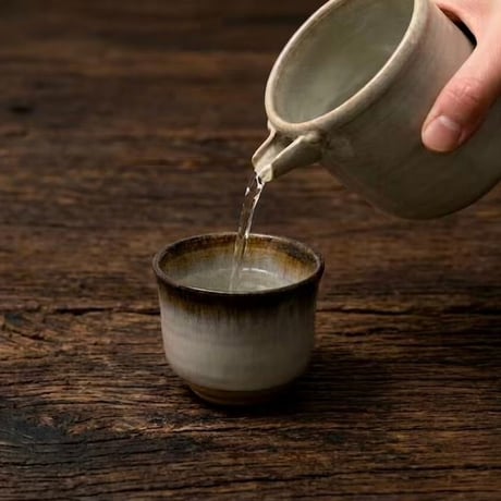 唐津ぐい呑み 草文 酒器 唐津焼 朝鮮唐津鎬片口・斑唐津ぐい呑みセット 酒器 お酒 ギフト