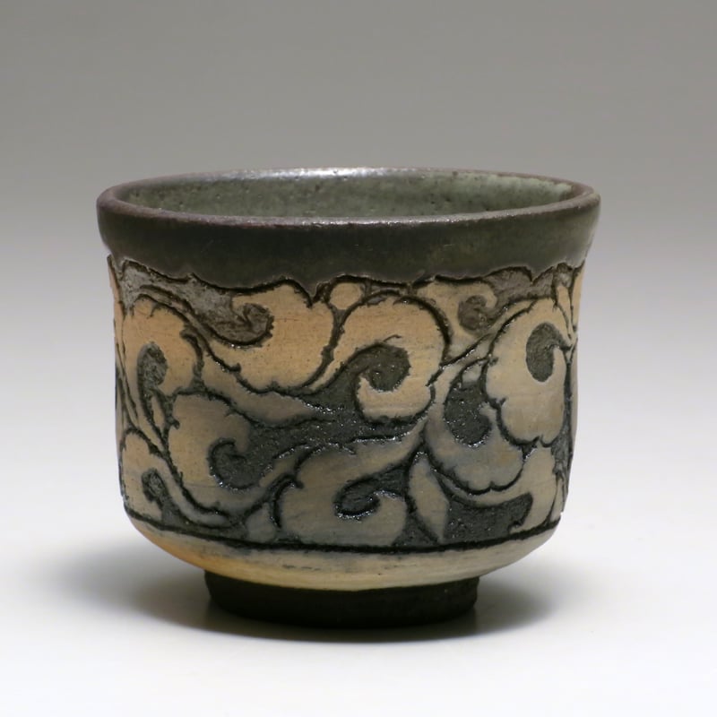 十四代　中里太郎右衛門作　斑唐津　皮鯨　ぐい呑　共箱　略歴付　酒器 十四代中里太郎右衛門 作 斑唐津ぐい呑1 – ギャラリー一番館