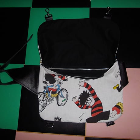 DENNIS THE MENACE/VINTAGE FABRIC REUSE MESSENGERBAG