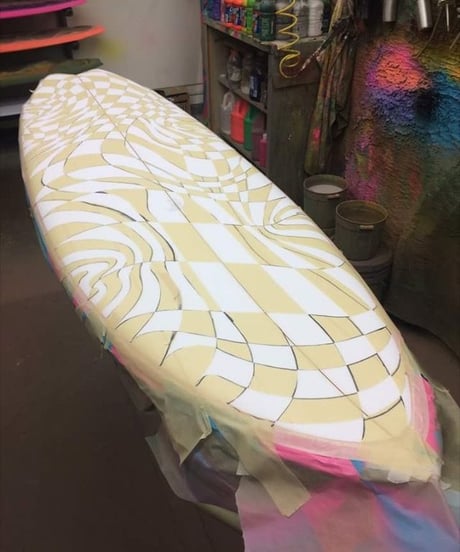 5'11" Circa80's HIGH  PERFORMANCE  "Abby" Air brushed & Hand shaped by Peter Schroff