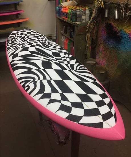 5'11" Circa80's HIGH  PERFORMANCE  "Abby" Air brushed & Hand shaped by Peter Schroff