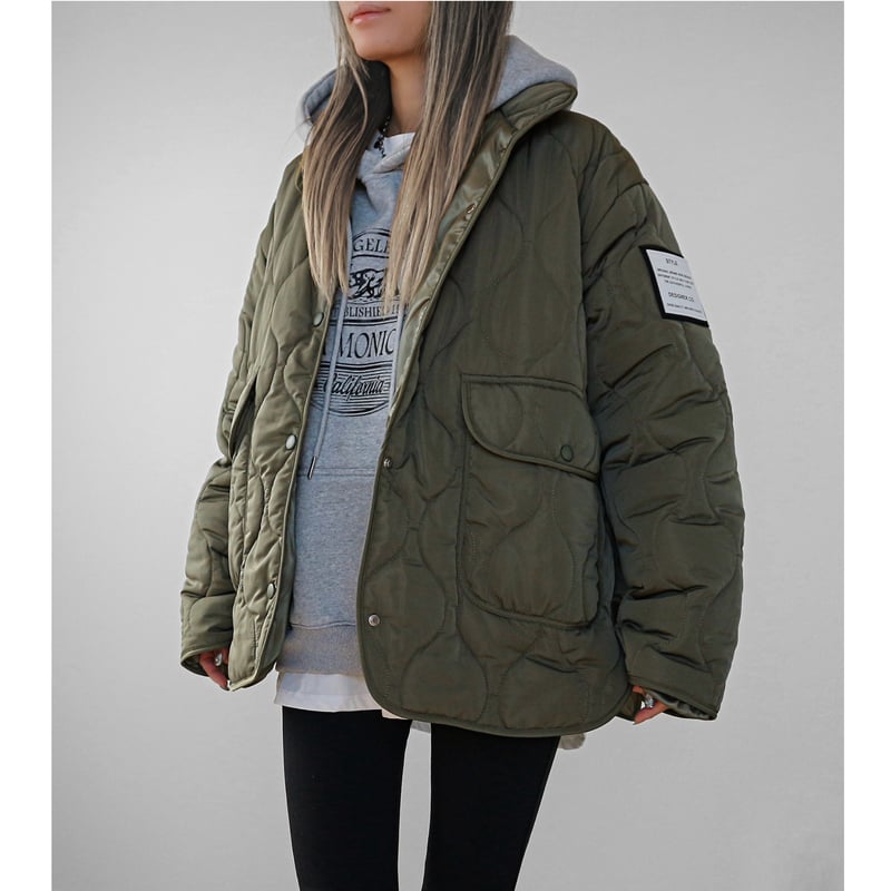 スタンドカラーキルティングJK【KHAKI】 | Welina