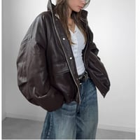 裏ボアフェイクレザーJK【BROWN】
