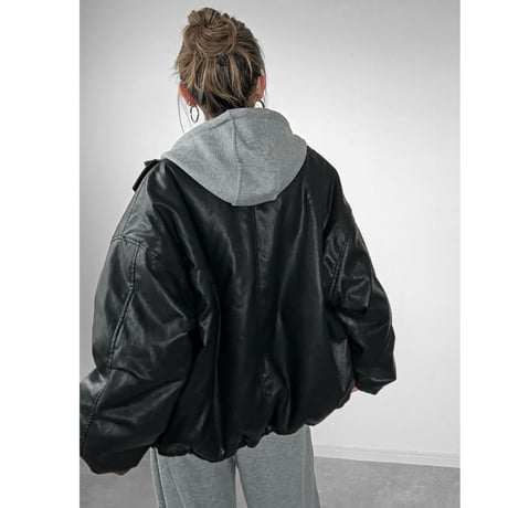 裏ボアフェイクレザーJK【BLACK】