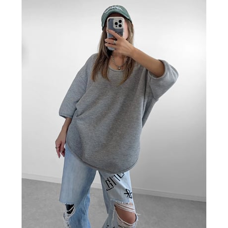 裏起毛UネックT 【GRAY】