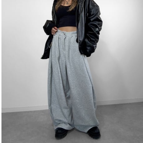 裏起毛バレルレッグスウェットパンツ 【GRAY】