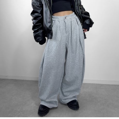裏起毛バレルレッグスウェットパンツ 【GRAY】