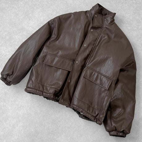 裏ボアフェイクレザーJK【BROWN】