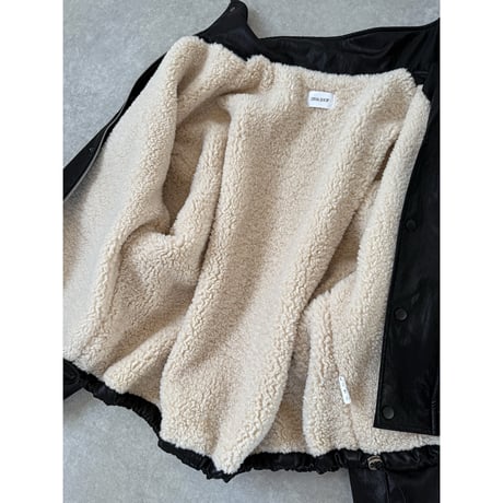 裏ボアフェイクレザーJK【BLACK】