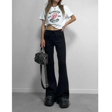 クロップドTEE "ROLLING STONES" 【CHARCOAL/WHITE】