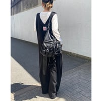 フロントZIPスウェットサロペット【BLACK】