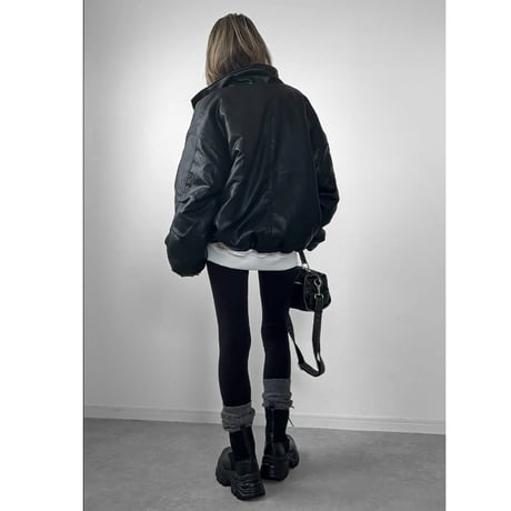 裏ボアフェイクレザーJK【BLACK】