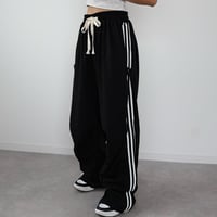 2WAYサイドラインワイドパンツ(BLACK)
