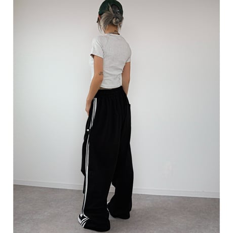 2WAYサイドラインワイドパンツ(BLACK)