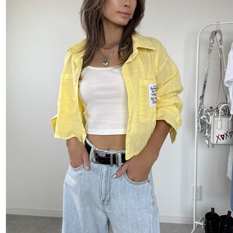 シアークロップドシャツ【YELLOW】