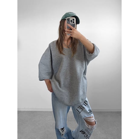裏起毛UネックT 【GRAY】
