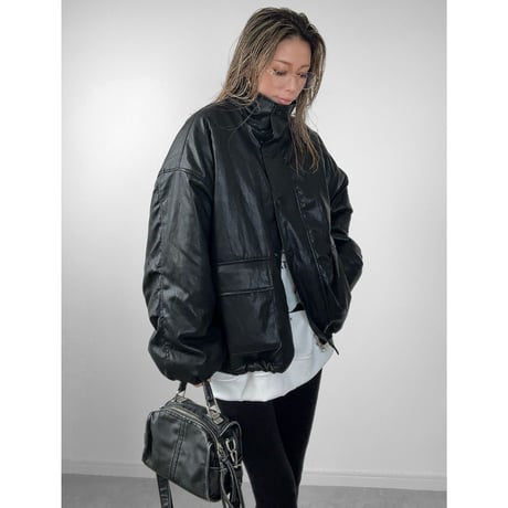 裏ボアフェイクレザーJK【BLACK】