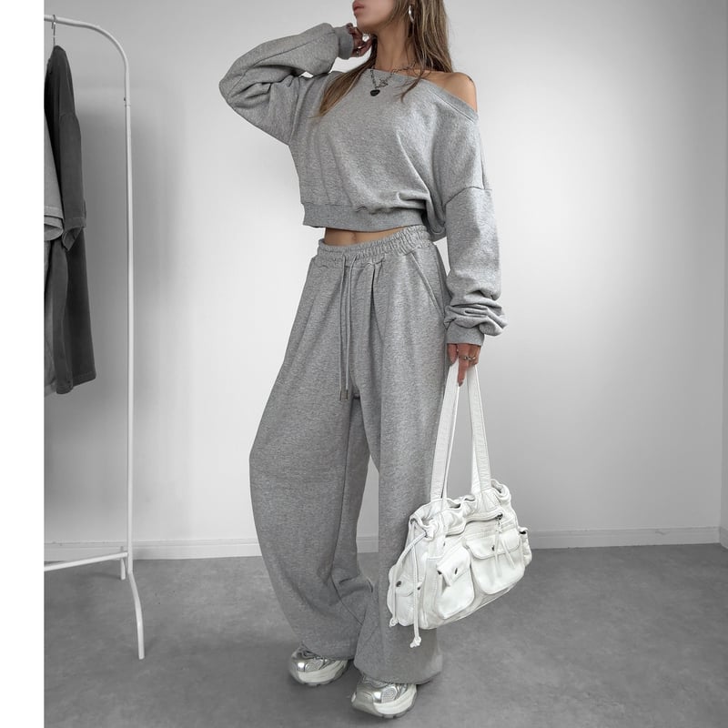 クロップドスウェットSET UP【GRAY】 | Welina