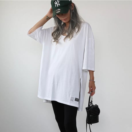 UネックサイドスリットBIG T 【WHITE】
