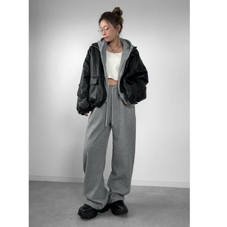 裏ボアフェイクレザーJK【BLACK】