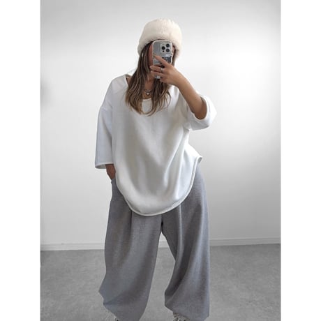 裏起毛UネックT 【WHITE】