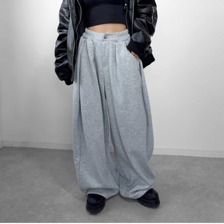 裏起毛バレルレッグスウェットパンツ 【GRAY】