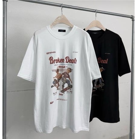 ビッグT "SKATER" 【WHITE/BLACK】