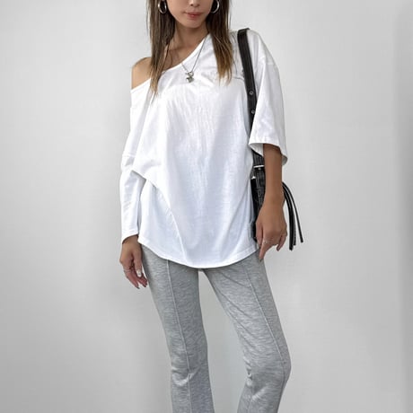 UネックサイドスリットBIG T 【WHITE】