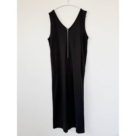 フロントZIPスウェットサロペット【BLACK】