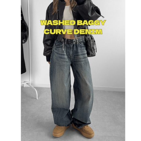 ウォッシュバギーカーブDENIM
