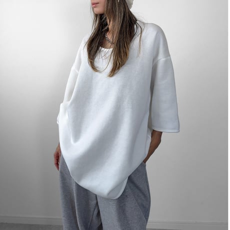 裏起毛UネックT 【WHITE】
