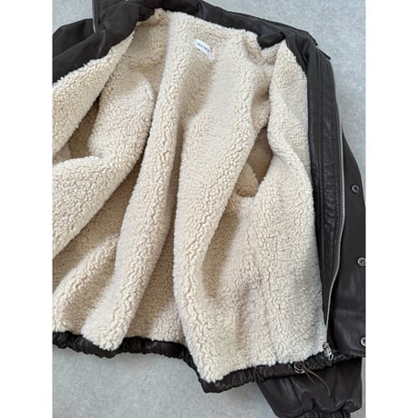 裏ボアフェイクレザーJK【BROWN】