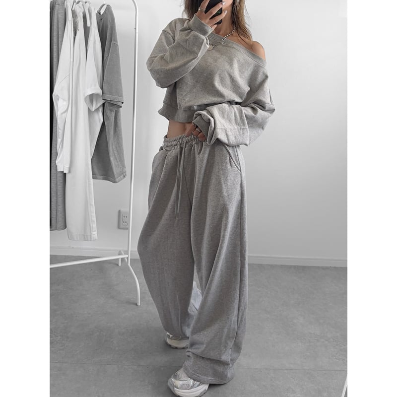 クロップドスウェットSET UP【GRAY】 | Welina