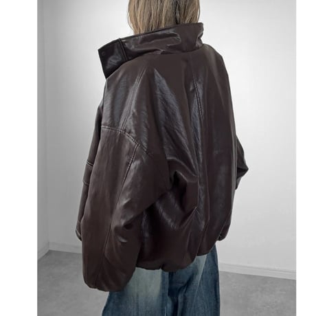 裏ボアフェイクレザーJK【BROWN】
