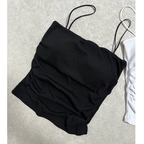 カップINシャーリングキャミソール【WHITE/BLACK】