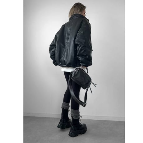 裏ボアフェイクレザーJK【BLACK】