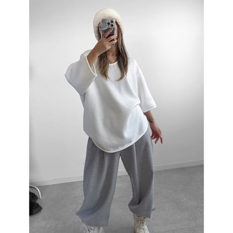 裏起毛UネックT 【WHITE】