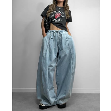 クロップドTEE "ROLLING STONES" 【CHARCOAL/WHITE】