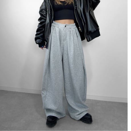 裏起毛バレルレッグスウェットパンツ 【GRAY】