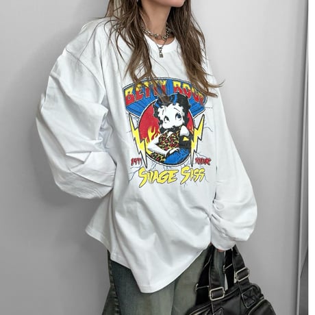 ワイドロンT  "BETTY ROCK" 【WHITE】