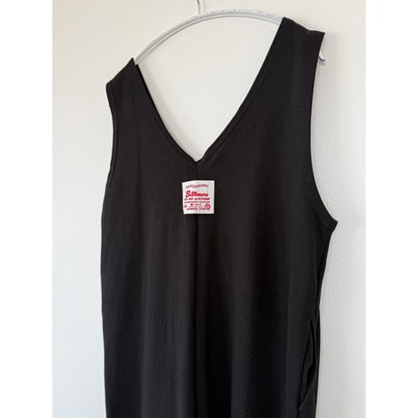 フロントZIPスウェットサロペット【BLACK】